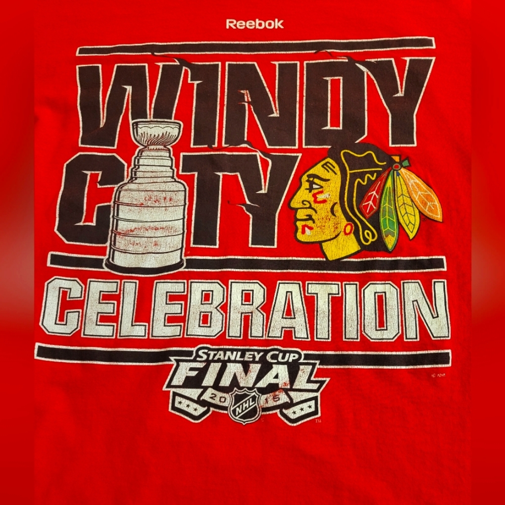 Chicago Blackhawks Windy City Celebration 2015 Stanley Cup Large T-Shirt